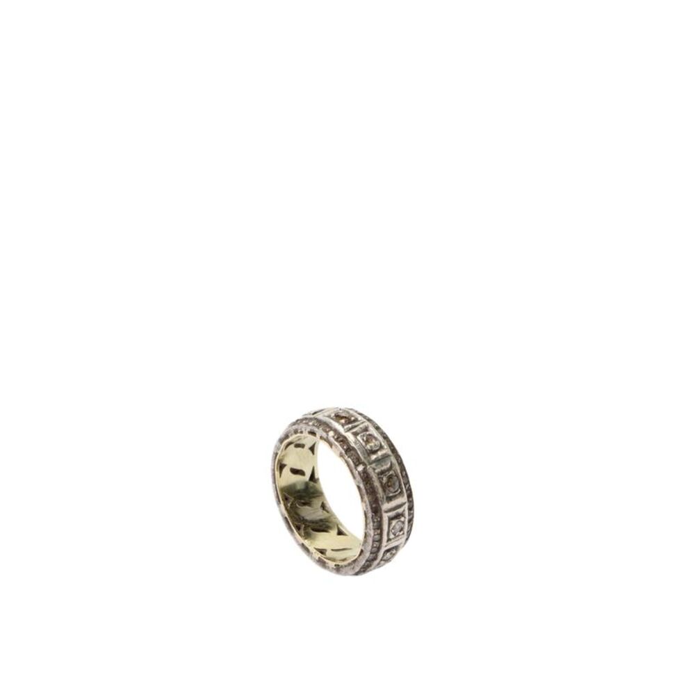 Designer Womens 925 Silver Brown Polki Diamond Eternity Ring Sz 8 8.8g